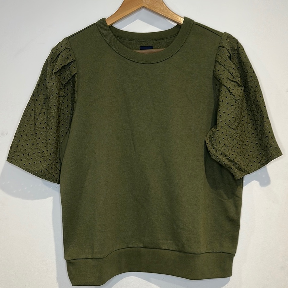 GAP Green Puff Sleeve Sweatshirt